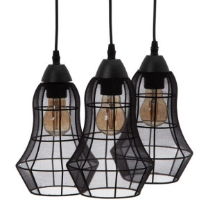 Lampa Sufitowa 40 x 40 x 140 cm Tkanina syntetyczna Czarny Metal