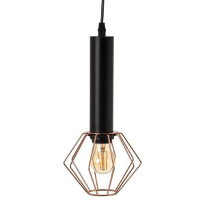 Lampa Sufitowa Czarny Metal Miedź 15 x 15 x 30 cm
