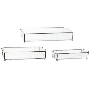 zestaw tacek DKD Home Decor Szkło Metal Przezroczysty (31 x 18 x 5,5 cm)