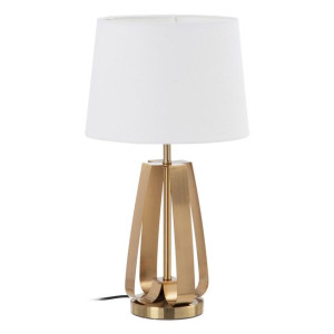 Lampa stołowa 33 x 33 x 59 cm Tkanina syntetyczna Złoty Metal