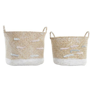 zestaw koszyków DKD Home Decor Poliester Naturalne Włókno (33 x 33 x 24 cm)