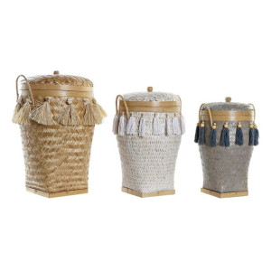 zestaw koszyków DKD Home Decor 39 x 39 x 55 cm Bambus Frędzle Boho