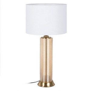 Lampa stołowa 33 x 33 x 66 cm Tkanina syntetyczna Złoty Metal