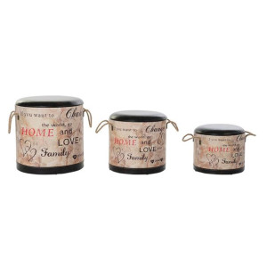zestaw dekoracyjnych pudełek DKD Home Decor Miłość MDF PU (3 pcs)