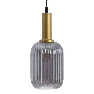 Lampa Sufitowa Szkło Szary Złoty Metal 14 x 14 x 32 cm