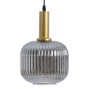 Lampa Sufitowa Szkło Szary Złoty Metal 20 x 20 x 30 cm