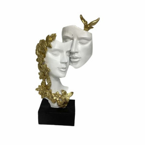 Figurka Dekoracyjna DKD Home Decor 15,5 x 8 x 28 cm Złoty Biały Para