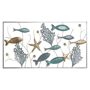 Dekoracja ścienna DKD Home Decor Metal Wielokolorowy Ryby (90 x 4 x 50 cm)