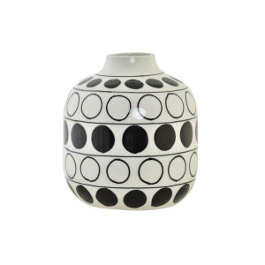 Wazon DKD Home Decor Porcelana Czarny Biały Nowoczesny Koła 16 x 16 x 18 cm