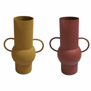 Wazon DKD Home Decor 24 x 15 x 34 cm Terakota Aluminium Musztarda (2 Sztuk)
