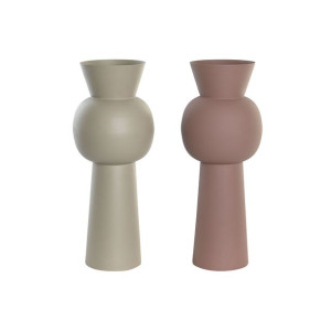 Wazon DKD Home Decor 19 x 19 x 51,5 cm Beżowy Różowy Żelazo (2 Sztuk)