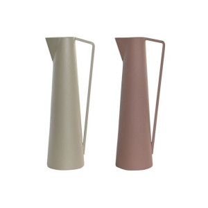 Wazon DKD Home Decor 12 x 10 x 35 cm Beżowy Różowy Żelazo (2 Sztuk)