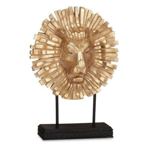 Figurka Dekoracyjna Lew Czarny Złoty Polyresin (28 x 38,5 x 11,5 cm)
