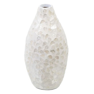 Wazon Beżowy Masa perłowa Drewno MDF 15 x 15 x 30 cm