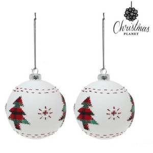 Bombki świąteczne 8 cm (2 uds) Szkło Biały