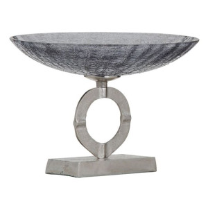 Dekoracja na Stół 33 x 33 x 24 cm Szkło Szary Metal Srebro