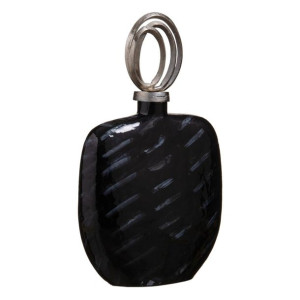 Wazon 28 x 14 x 48 cm Szkło Czarny Metal Srebro