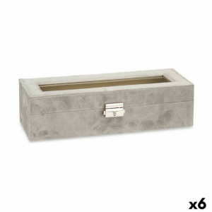 Pudełko na zegarki Szary Metal (30,5 x 8,5 x 11,5 cm) (6 Sztuk)