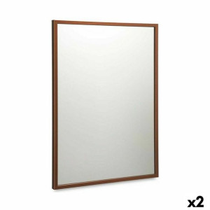 Lustro ścienne 50 x 70 cm Brąz Drewno MDF (2 Sztuk)