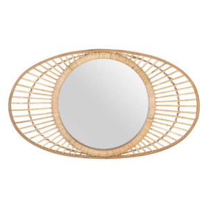 Lustro ścienne 82 x 3,5 x 47,5 cm Naturalny Rattan