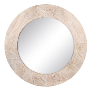 Lustro ścienne 76 x 2 x 76 cm Biały Drewno mango