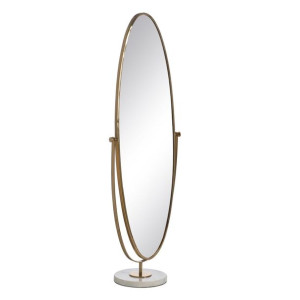 Lustro 52 x 30 x 153 cm Złoty Metal Biały Marmur