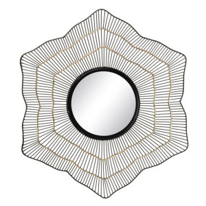 Lustro ścienne 68 x 2 x 68 cm Czarny Złoty Metal