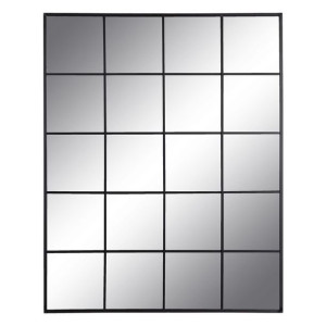 Lustro ścienne 90 x 2,5 x 115 cm Szkło Czarny Metal Okno