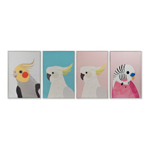 Obraz DKD Home Decor Nymph  60 x 3 x 90 cm Papuga Skandynawski (4 Części)