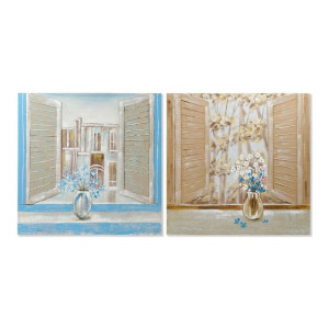 Obraz DKD Home Decor Window 100 x 3 x 100 cm Cottage (2 Sztuk)