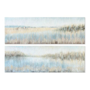 Obraz DKD Home Decor Lake 150 x 3,8 x 50 cm Abstrakcyjny Cottage (2 Sztuk)