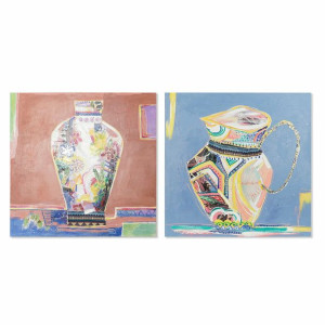 Obraz DKD Home Decor Płótno 80 x 2,8 x 80 cm Wazon Nowoczesny (2 Sztuk)