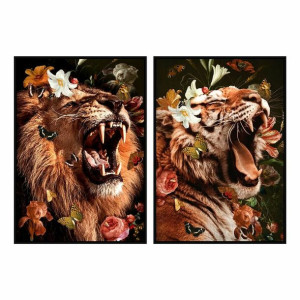 Obraz DKD Home Decor 83 x 4,5 x 123 cm Dżungla Nowoczesny (2 Sztuk)