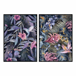 Obraz DKD Home Decor 53 x 4,3 x 73 cm Tropikalny Liść roślin (2 Sztuk)