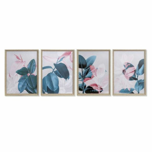 Obraz DKD Home Decor 45 x 3,5 x 60 cm Tropikalny Liść roślin (4 Części)