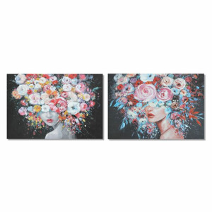 Obraz DKD Home Decor 120 x 3,8 x 90 cm Kvety Nowoczesny (2 Sztuk)