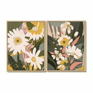 Obraz DKD Home Decor 60 x 4 x 80 cm Kvety Skandynawski (2 Sztuk)