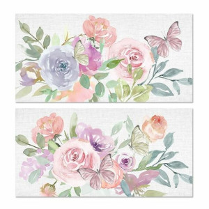 Obraz DKD Home Decor 120 x 3 x 60 cm Kvety Shabby Chic (2 Sztuk)