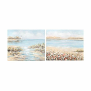Obraz DKD Home Decor 100 x 3,7 x 80 cm Plaża Śródziemnomorski (2 Sztuk)