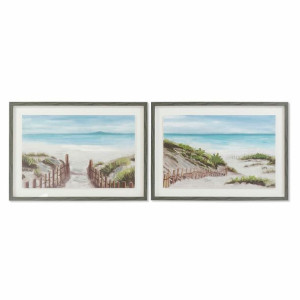 Obraz DKD Home Decor 70 x 3,3 x 50 cm Plaża Śródziemnomorski (2 Sztuk)