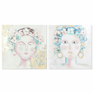 Obraz DKD Home Decor 100 x 3,5 x 100 cm Kobieta Skandynawski (2 Sztuk)