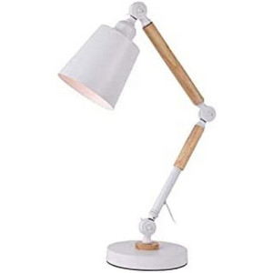 Lampka Biurkowa EDM Drewno Biały Metal 60 W (Ø 18 x 53 cm)