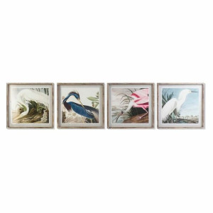 Obraz DKD Home Decor 60 x 2,5 x 60 cm Vták Orientalny (4 Części)