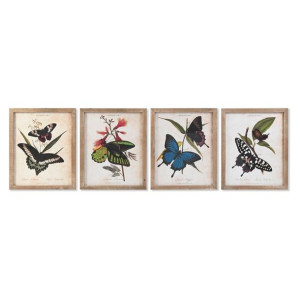 Obraz DKD Home Decor Motyle 40 x 2 x 50 cm Shabby Chic (4 Części)