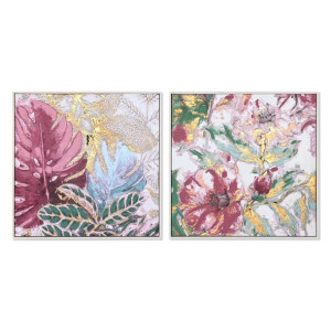 Obraz DKD Home Decor 83 x 4,5 x 83 cm Tropikalny Liść roślin (2 Sztuk)
