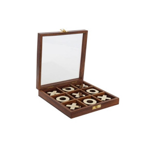 Gra kółko i krzyżyk DKD Home Decor 18 x 18 x 3,5 cm Złoty Ceimnobrązowy