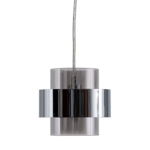 Lampa Sufitowa Szkło Metal Srebro 20 x 20 x 120 cm
