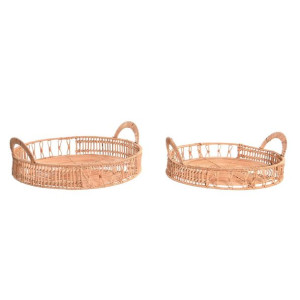 zestaw tacek DKD Home Decor Naturalny Rattan (40 x 40 x 14 cm)