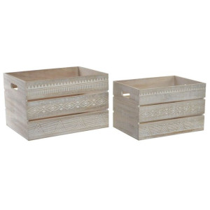 zestaw dekoracyjnych pudełek DKD Home Decor Drewno Boho (2 pcs)