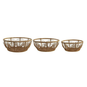 zestaw koszyków DKD Home Decor Rattan Tropikalny (42 x 42 x 16 cm)